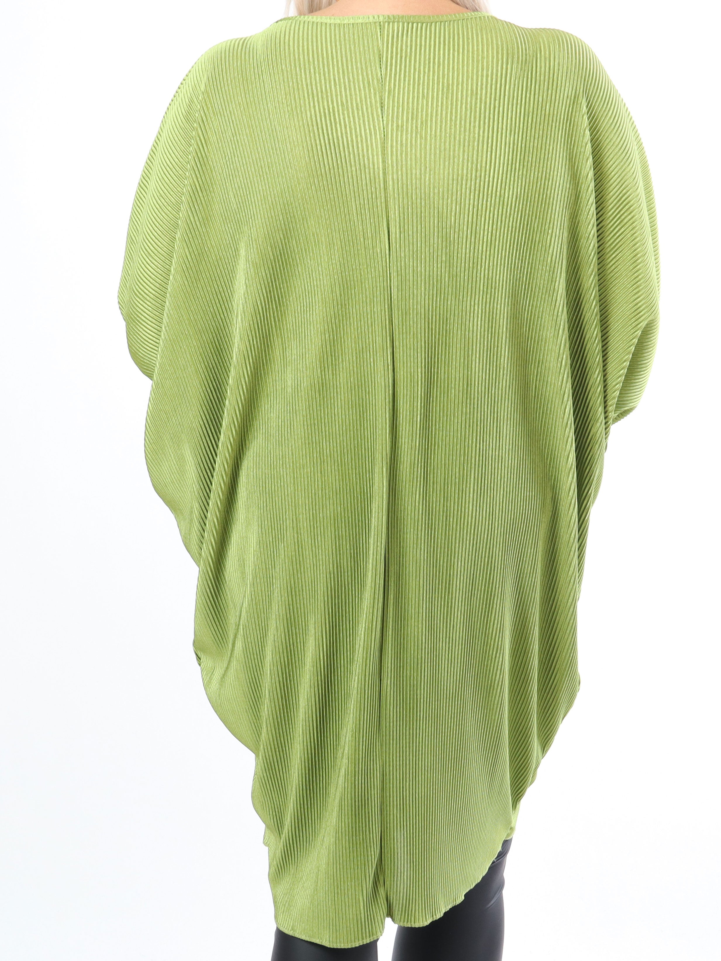 Elnora - Rillet plus size tunika med flagermusærmer